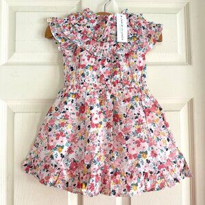 size 3 NWT Janie & Jack ditsy floral ruffle chest neck dress Fall 2022